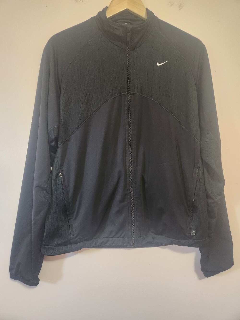 Vintage Y2K Nike Court Dri-FIT Tennis Track Jacket Black Mesh Panel Mens M